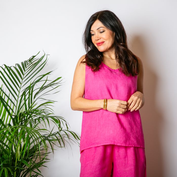 Sleeveless Linen Vest Top