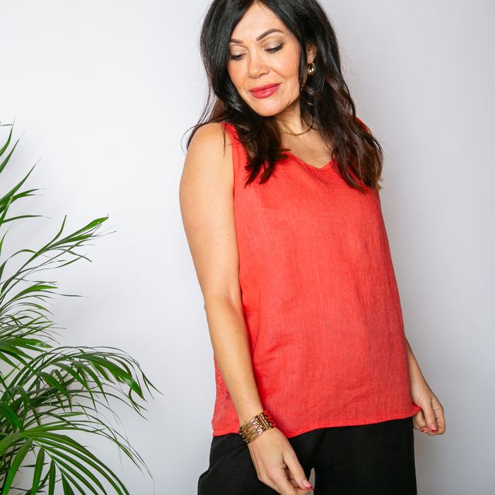 Sleeveless Linen Vest Top