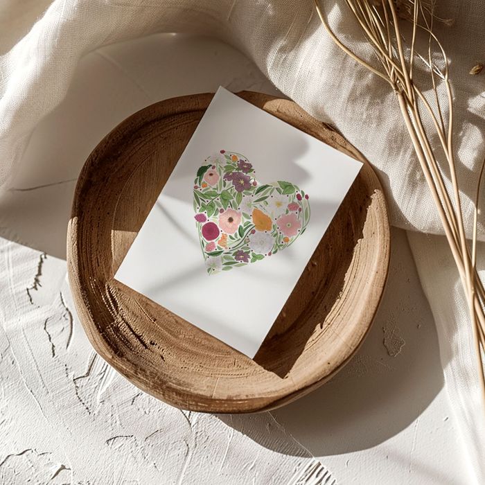 Floral Heart Greetings Card