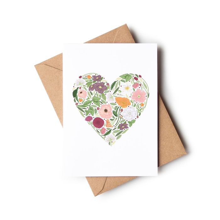 Floral Heart Greetings Card