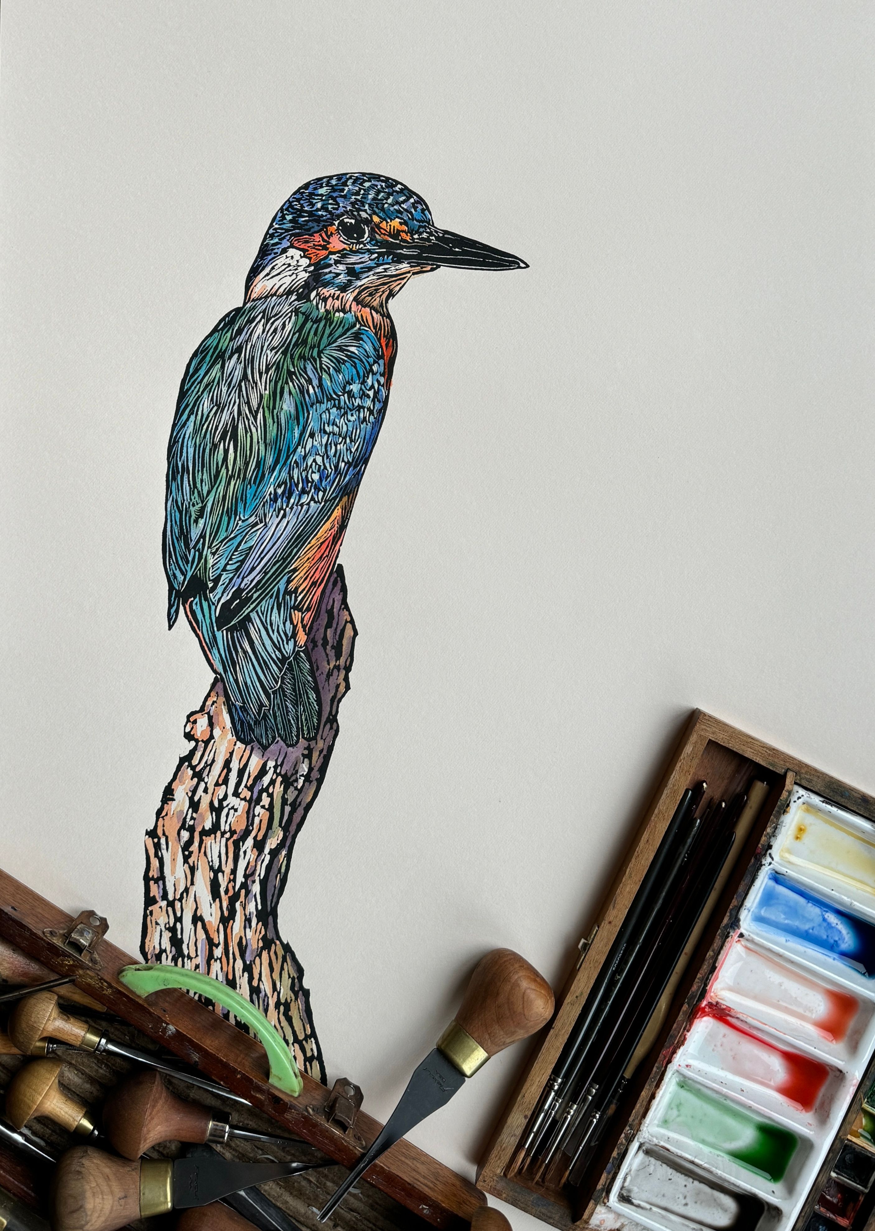 Original Hand coloured Limited Edition Linocuts
