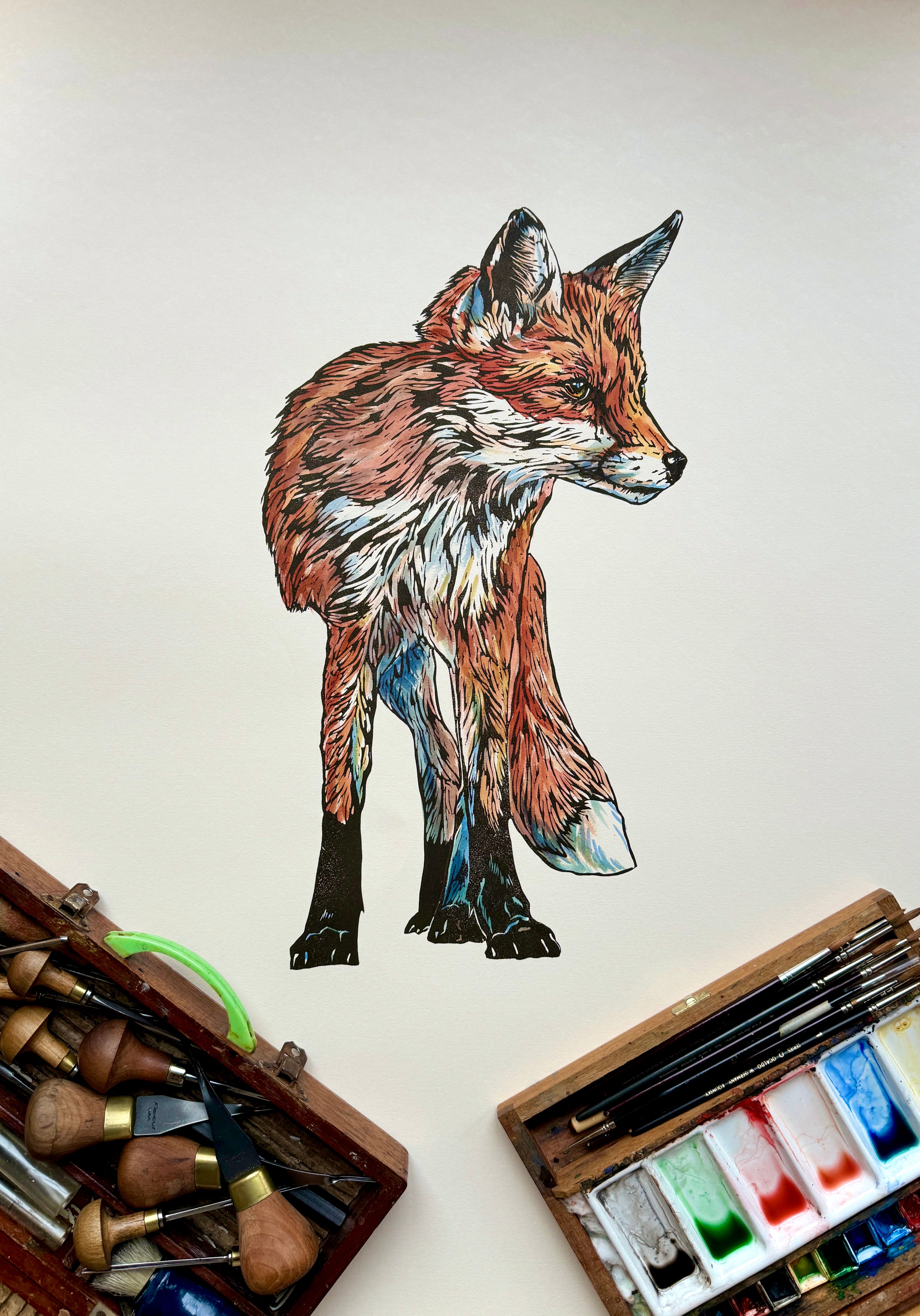 Original Hand coloured Limited Edition Linocuts
