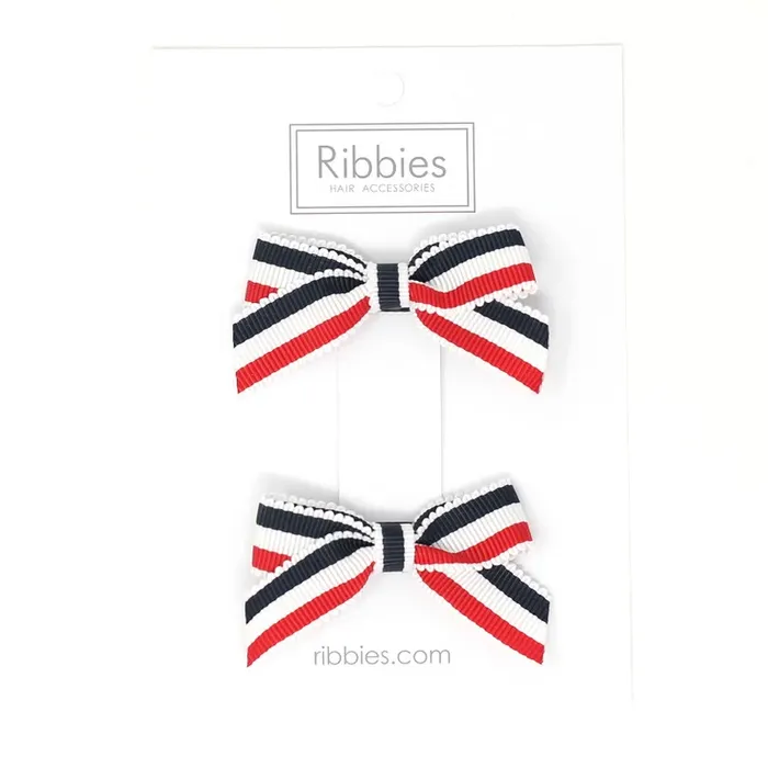 Lauren Bow Pair - Blue, White and Red