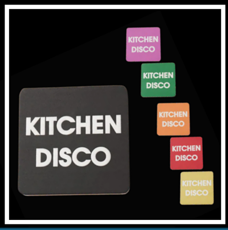 Kitchen Disco Bamboo Coaster Set