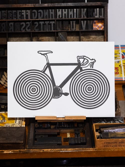 Bicycle Spokes Letterpress Print - A3