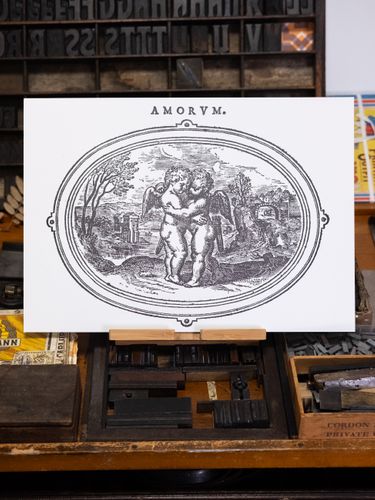 Cherubs 'Amorum' Letterpress Print - A3