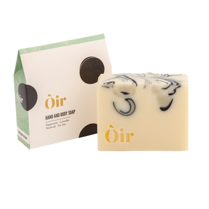 Peppermint, lavender, patchouli, tea tree hand & body soap
