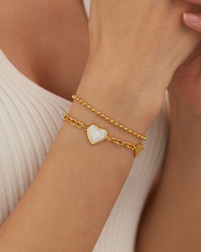 Mother of Pearl Heart Bracelet in Gold