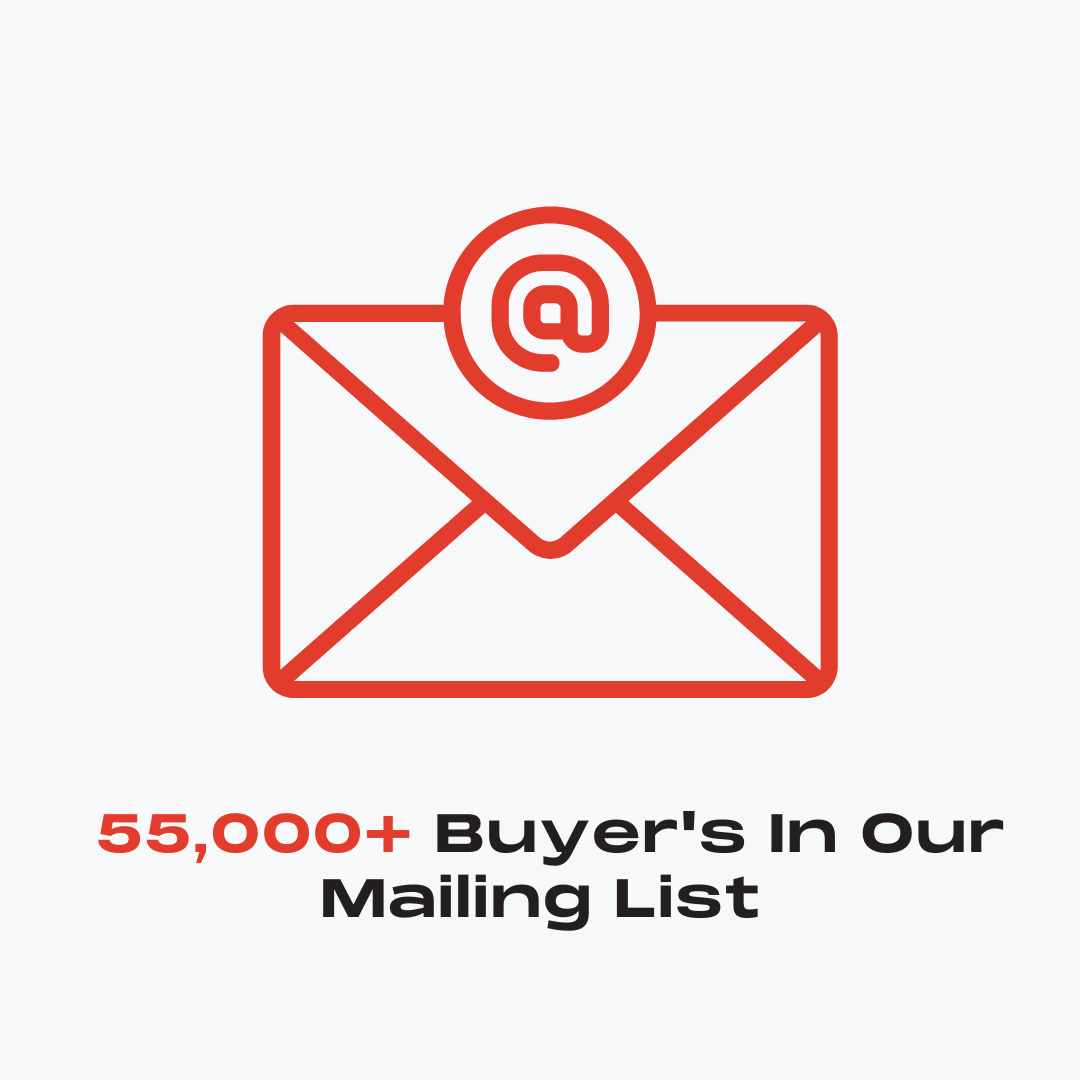 55,000 buyers in our mailing lists 