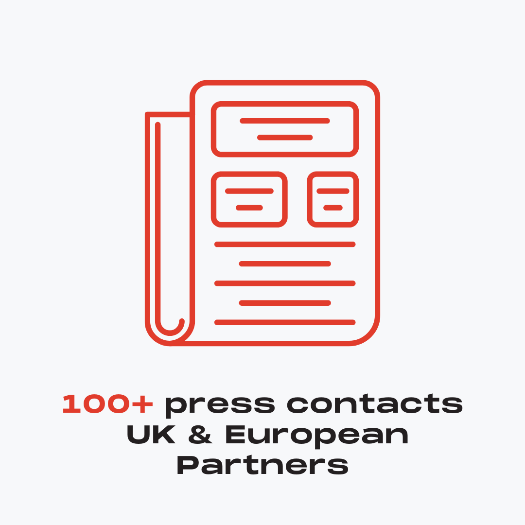 100 plus press contacts including UK & European partners 