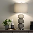 Clear Silver Glass Table Lamp with Cream Linen Shade