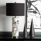 Black and White Splash Glass Table Lamp with Black Velvet Shade
