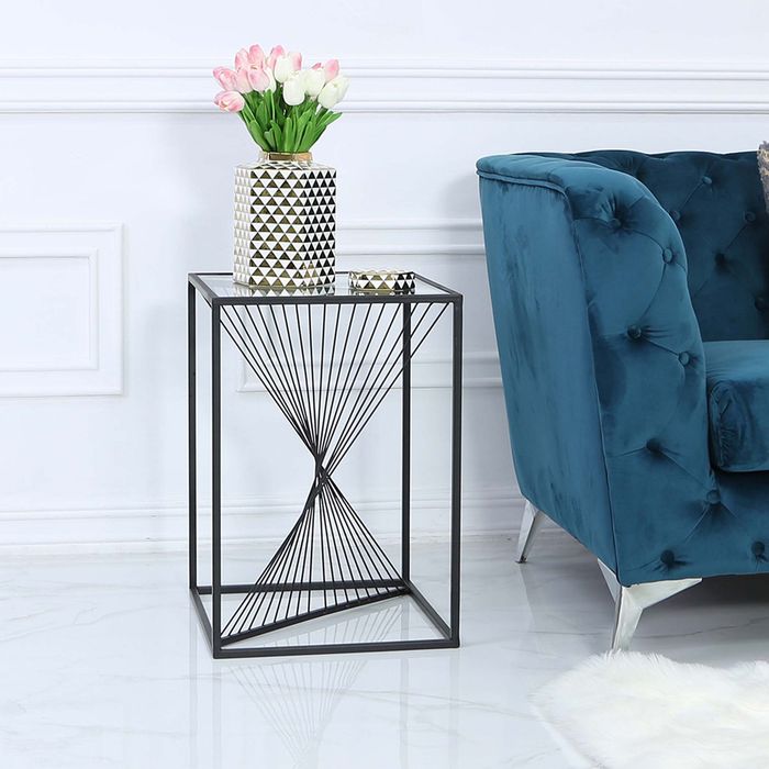 Value Luna Black Metal And Glass End Table