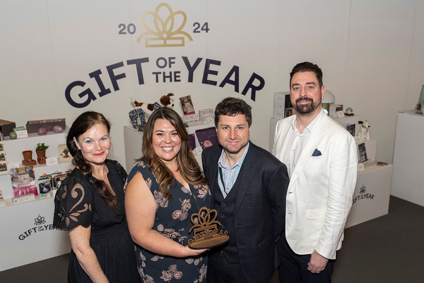 Pictured: 2024 People's Choice Award winner Fox Under the Moon with Home & Gift Event Director David Westbrooke and Sarah Ward