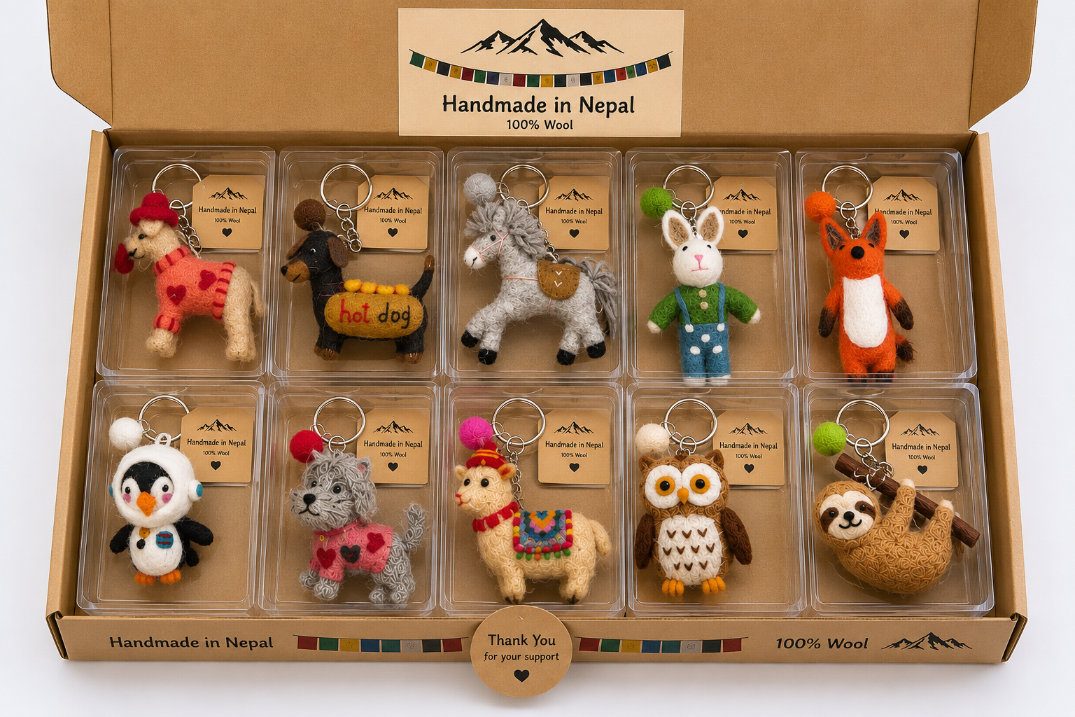 Handmade Wool Nepal Gift Collection - Keyring