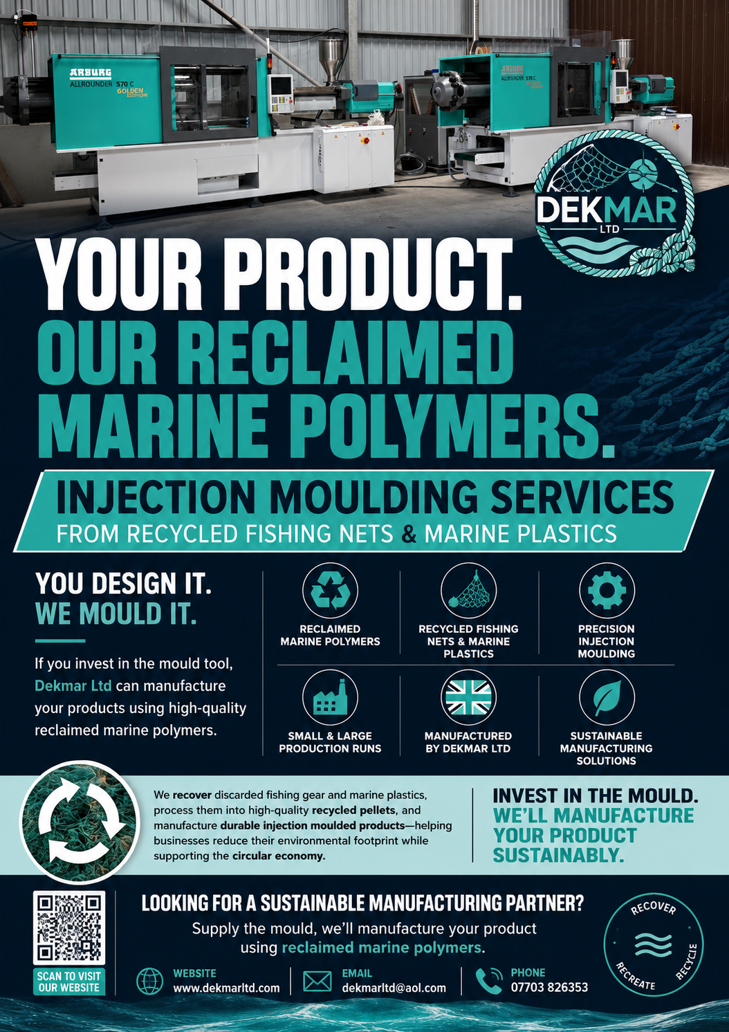 Injection mould your own products from our recycled polymers