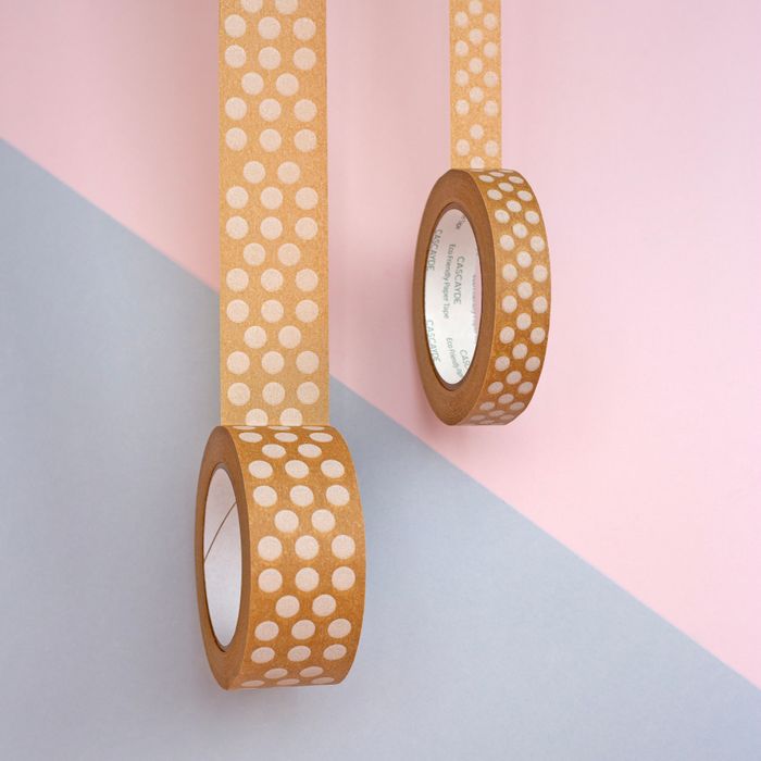 50m Paper Tape - White Polka Dot (48mm wide)