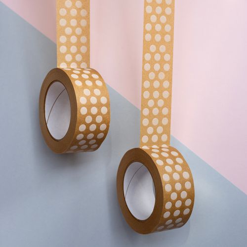 50m Paper Tape - White Polka Dot (48mm wide)