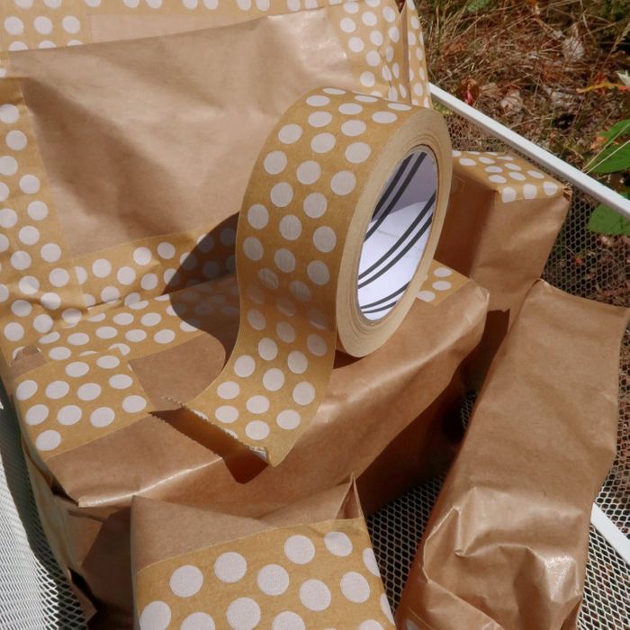 50m Paper Tape - White Polka Dot (48mm wide)