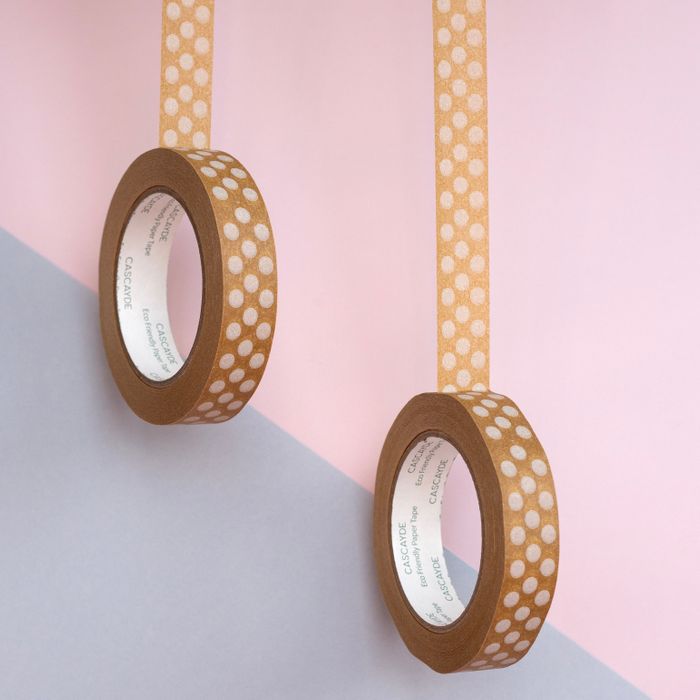 50m Paper Tape - White Polka Dot (24mm wide)