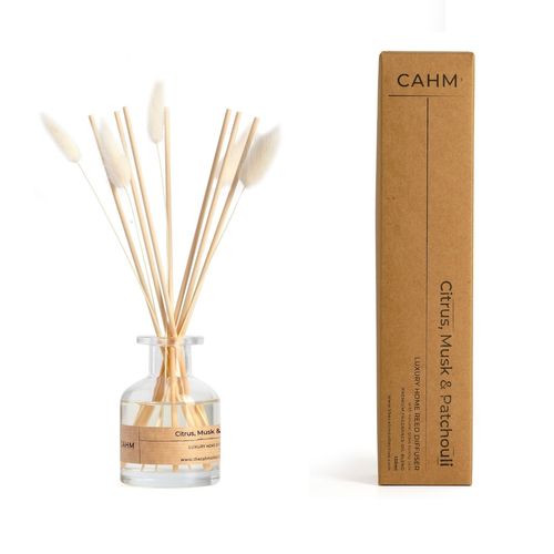 CAHM Luxury Reed Diffuser - Citrus, Musk & Patchouli - Clear Glass