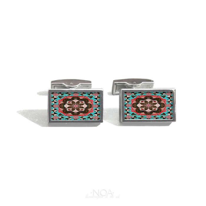Stainless Steel & Decorated Ceramics Cufflinks