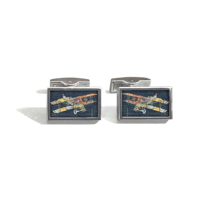 Stainless Steel & Decorated Ceramics Cufflinks