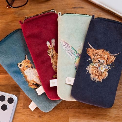 Embroidered Makeup Brushes and Glasses Pouch