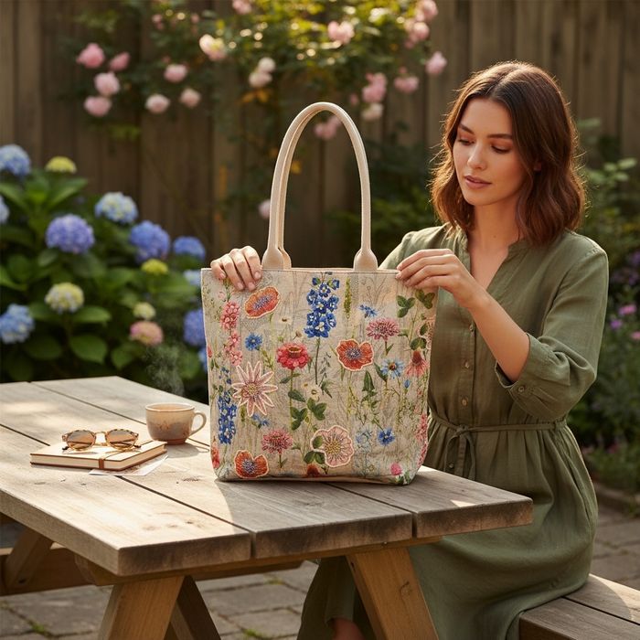 NEW Cotton Embroidered Large Floral Tote/Shopping Bags