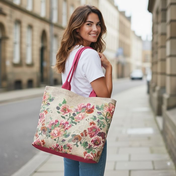NEW Cotton Embroidered Large Floral Tote/Shopping Bags