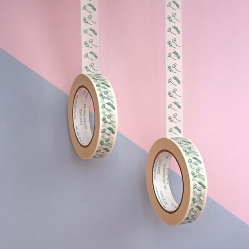 50m Paper Tape - Green Floral (24mm wide)