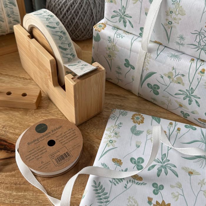50m Paper Tape - Green Floral (24mm wide)