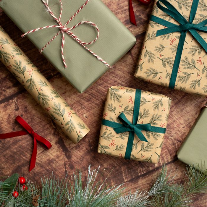 5m roll of Branches & Bows Wrapping Paper (500mm wide)