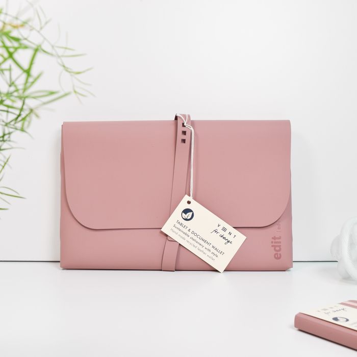 Luxury Recycled Leather Document/Tablet Wallet