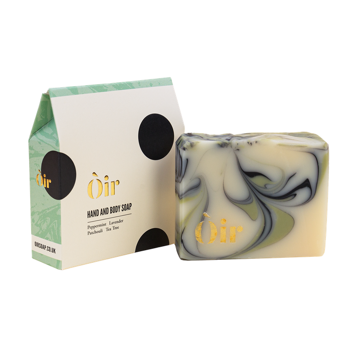 Peppermint, lavender, patchouli, tea tree hand & body soap