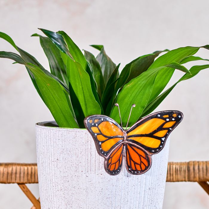 Monarch Butterfly Stained Glass Plant Pot Hugger