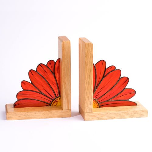Gerbera Flower Stained Glass Bookends