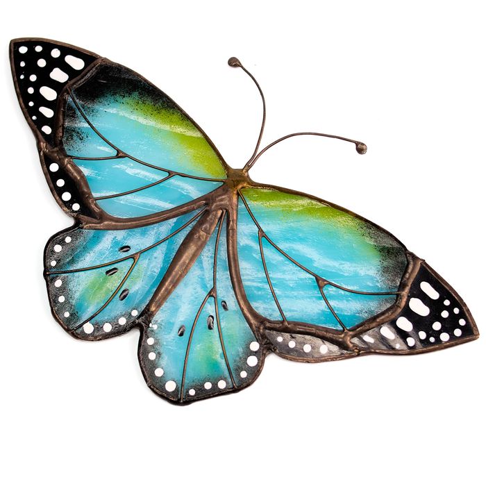 Morpho Butterfly Stained Glass Bookends