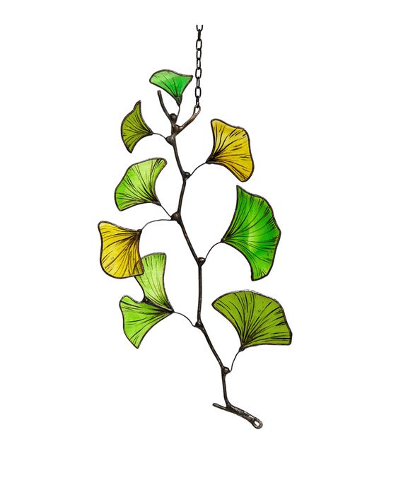 Ginkgo Leaf Stained Glass Suncatcher