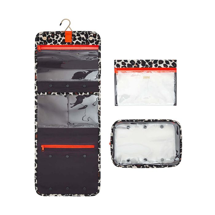 'Emma' 3-in-1 Hanging Wash Bag in Leopard Tan