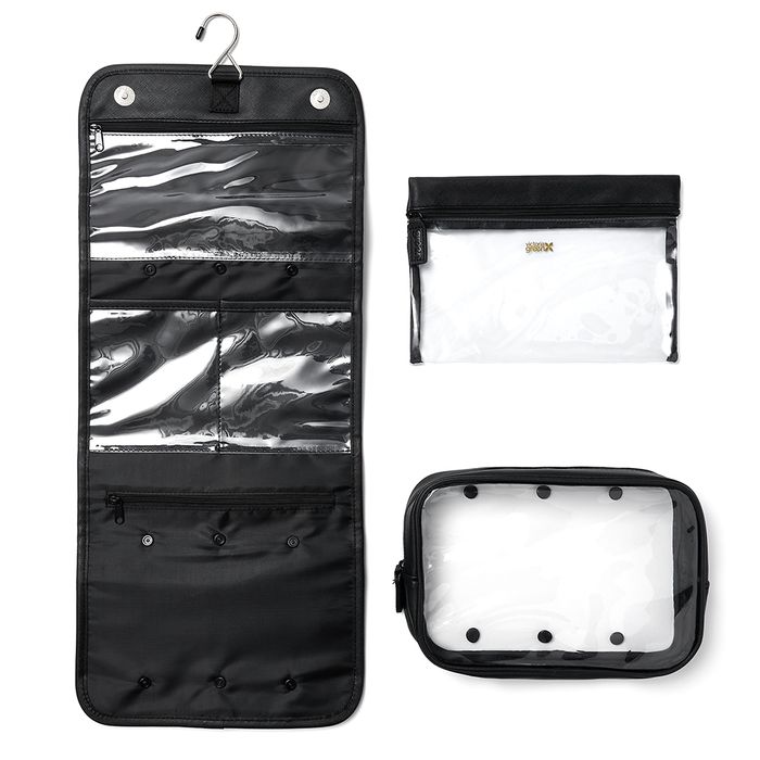 'Emma' 3-in-1 Hanging Wash Bag in Black