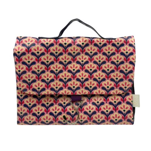 Threefold Hanging Wash Bag - Pink Deco Lily