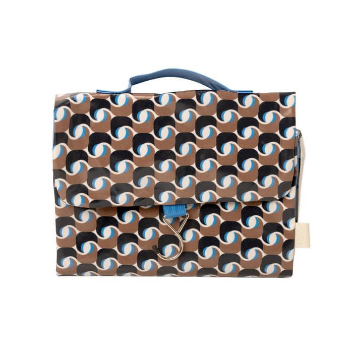 Threefold Hanging Wash Bag - Geometra Azure