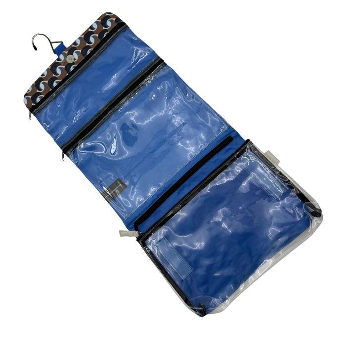 Threefold Hanging Wash Bag - Geometra Azure