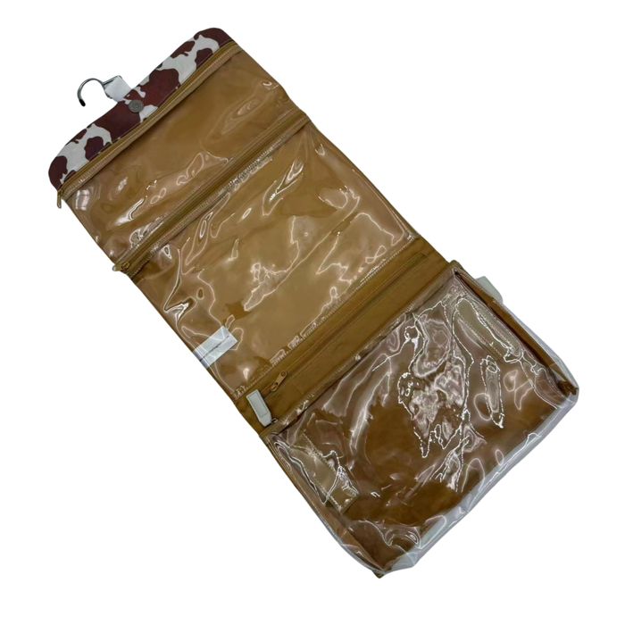 Threefold Hanging Wash Bag - Cow Print