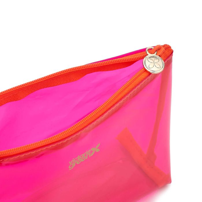 'Mia' Small Makeup Bag in Clear Pink
