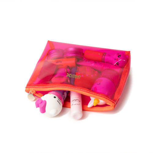 'Mia' Small Makeup Bag in Clear Pink