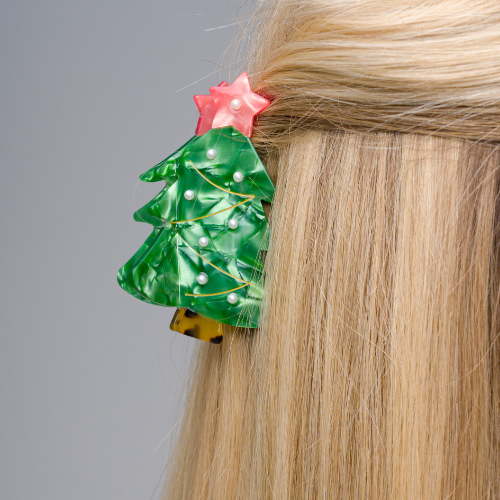 HH0015 Christmas Tree Hair Claw Clip