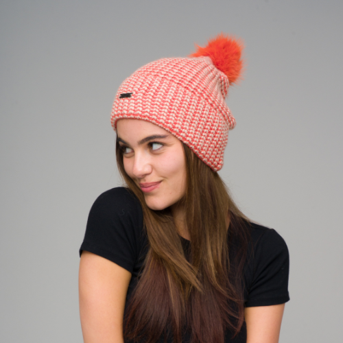 D011 Two Tone Pompom Hat