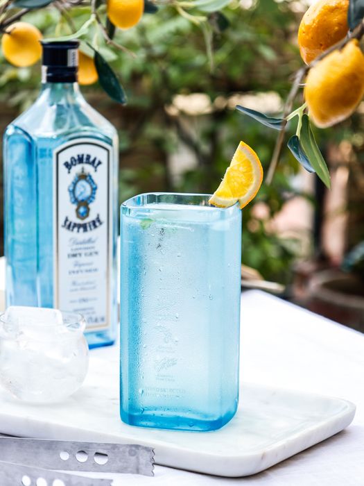 Upcycled Bombay Sapphire Tall Drinking Glass  